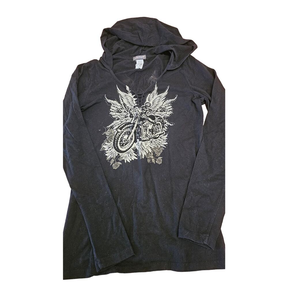 Los Angeles by Bus Stop‎ double sided BLING motorcycle sweatshirt size XL